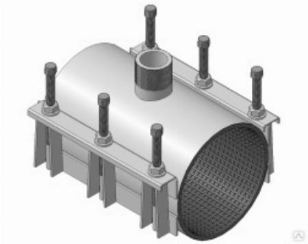 Врезной хомут ОД=216-238 L=400 нар. резб. ДУ25