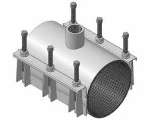 Врезной хомут ОД=120-131 L=500 внут. резб. ДУ20
