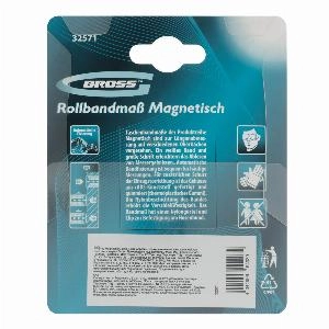 Рулетка Magnetisch 5 м х 19 мм,обрезиненный корпус,автоматическая фиксация,Нейлоновое покрытиеытие,зацеп с магнитом Gross