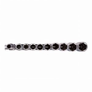 Набор удлиненных торцевых головок 1/2", шестигранные, CrV, 10 шт, 10-22 мм Stels